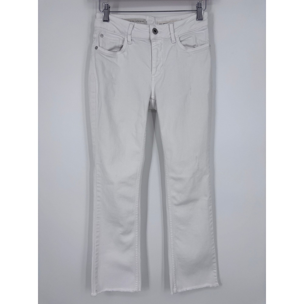 Pilcro and the Letterpress High Rise Crop Bootcut Jeans Womens 25 White Raw Hem